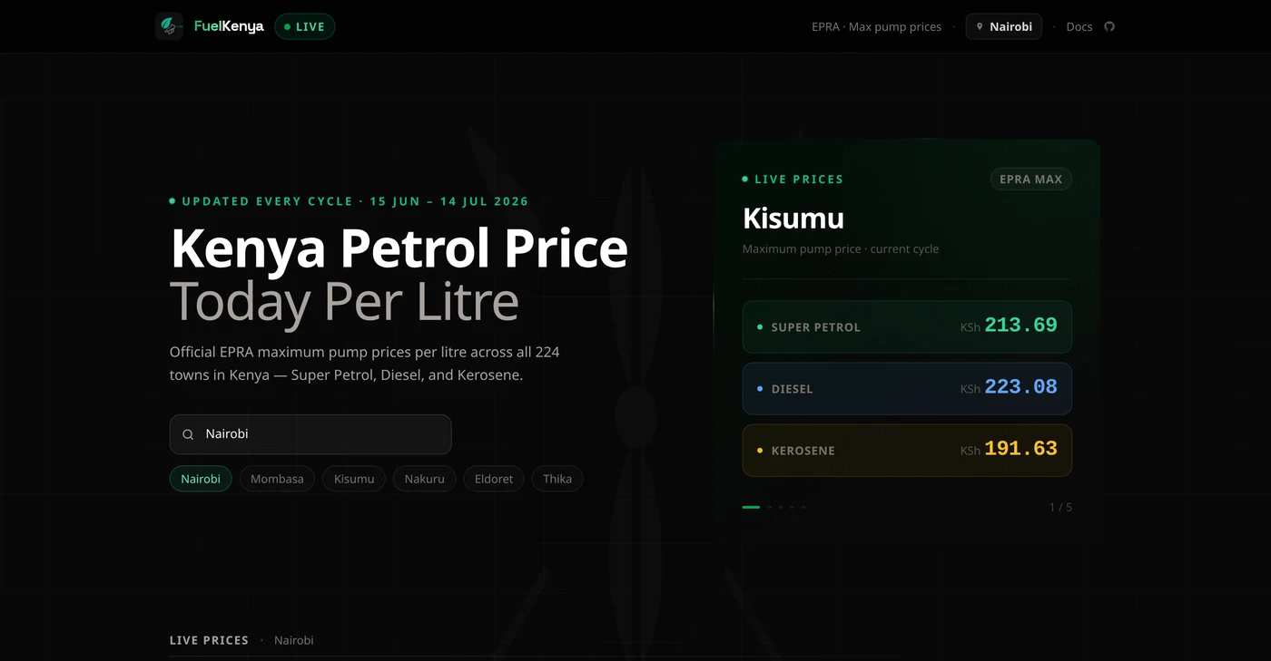 Screenshot of FuelKenya
